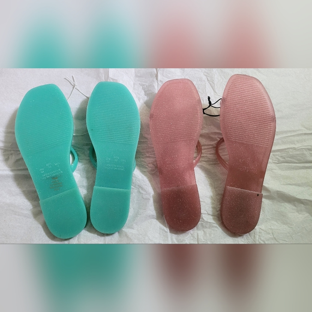 NWOT! Steve Madden Women's Pike Aqua/Pink Jelly Sandal Bundle Size 9 - Picture 4 of 5